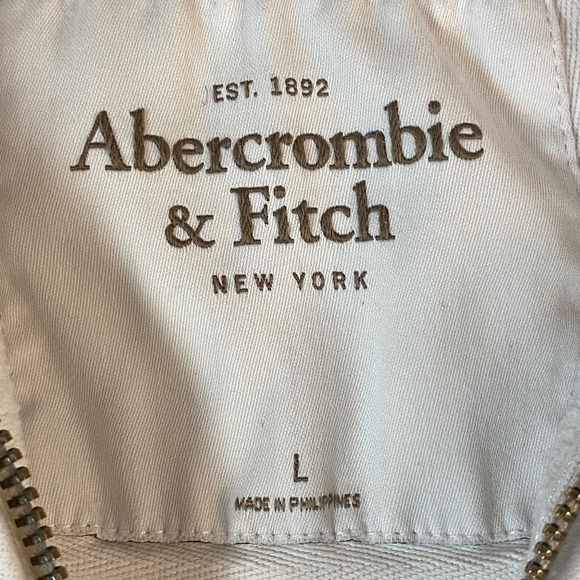 Abercrombie & Fitch White Full Zip Hoodie Sweatshirt A&F Football 1892 Large - Picture 3 of 14